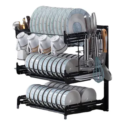 3 Tiers Kitchen Dish Rack Tableware Bowls Chopsticks Storage Rack Dish Drying Drain Shelf Holder