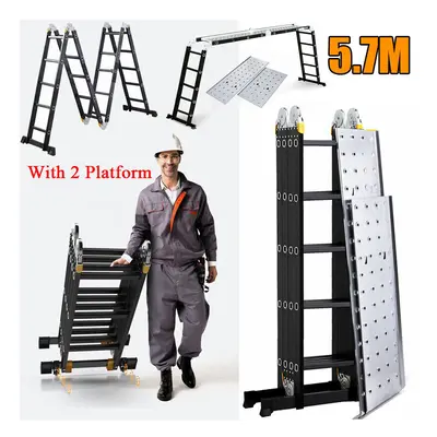 5.7M Multi-Purpose Aluminium Folding Combination Ladder with Platform