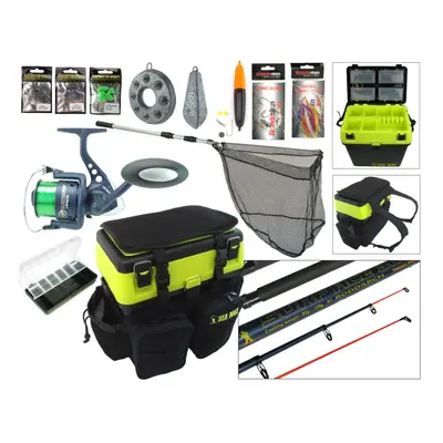 Roddarch Sea Fishing Kit. Complete Sea Fishing Rod & Reel Set Including SEA MAX Seat Box & Rucks