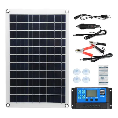 (30A) Max 100W Portable Solar Panel Kit Dual DC USB Charger Kit Single Crystal Semi-flexible Sol