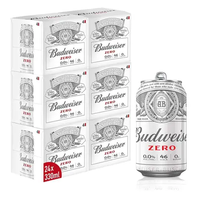 Budweiser Zero 0.0% Alcohol Free Lager Beer Cans x ml