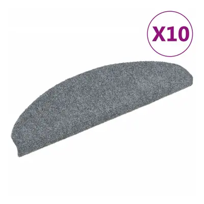 vidaXL 10x Self-adhesive Stair Mats Light Grey 65x21x4 cm Needle Punch Rug