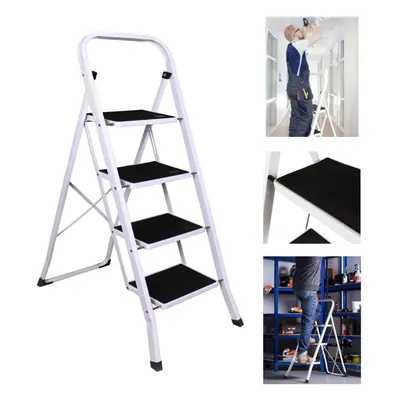 4 Step Ladder Heavy Duty Steel Portable Foldable Step Stool Non-Slip