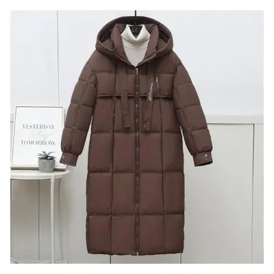 (brown, XL) Long Parkas Woman Winter Overcoat Plus Size Fashion Loose Thick Warm Women&apos;s Wi