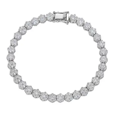 (white, 18cm) Sterling Silver Created Moissanite Gemstone Bracelet For Women Bangle Fine Jewelry