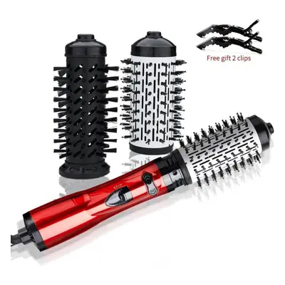 (red) Darsonval In Hair Dryer Brush Automatic Rotating Hot Air Brush Electric Comb Multifunction