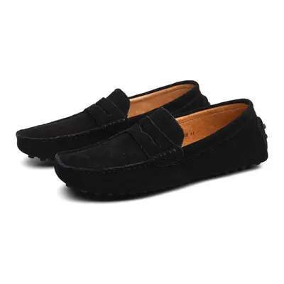 (black, 43) Men High Quality Leather Loafers Men Casual Shoes Moccasins Slip On Men&apos;s Flats