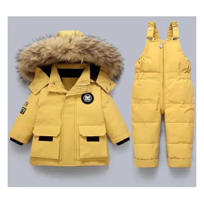 (yellow, 80cm) Children Clothing Set Baby Winter Warm Down Jackets Parka Boys Thick Jumpsuit Inf