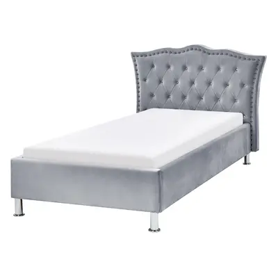 Velvet EU Single Size Bed Grey METZ