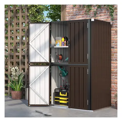 (Brown) YODOLLA Storage Cabinet Shed Metal Cupboard