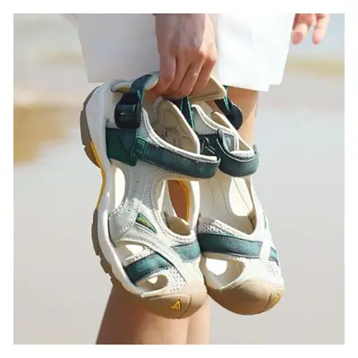 (beige,green, 35) Humtto Fashion Casual Flat Women Sandals Summer Breathable Quick Drying Outdoo