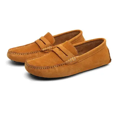 (light brown, 42) Men High Quality Leather Loafers Men Casual Shoes Moccasins Slip On Men&apos;s