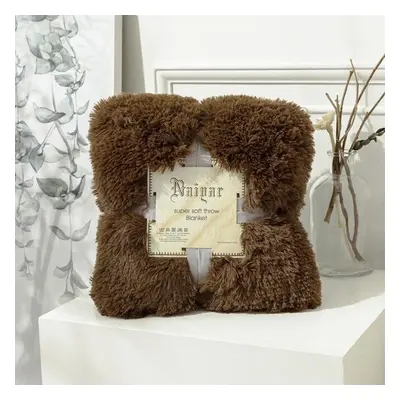 (brown, L) Super Soft Blankets For Beds Shaggy Faux Fur Blanket Ultra Plush Decorative Blanket