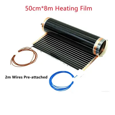 (50CM*8M) 220v Heating Film With 2m Wiring 50cm Wide 220w/m2 Electric Underfloor Heating System 