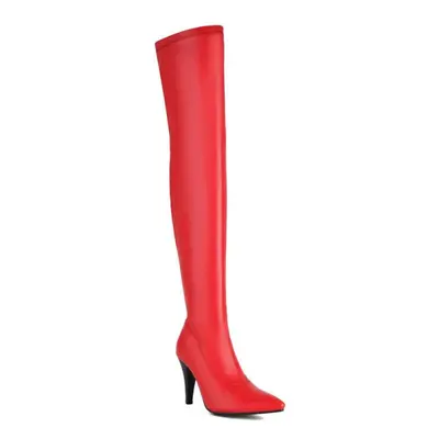 (red, 42) Women&apos;s High-heeled Boots, Sexy European And American Style, Pointed Thin Heel, S