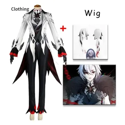 (XXL-(Costume+Wig)) Genshin Impact Arlecchino The Knave Cosplay Costume Full Set Wig Uniform Ele