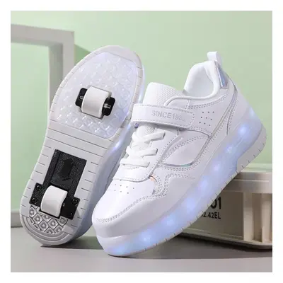 (white, 40) Children&apos;s Luminous Sports Shoes Rubbing Shoes Children&apos;s Shoes Solid Milk