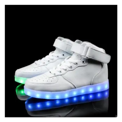 (white, 39) Ghost Walking Shoes Usb Charging Led Lights Shoes Men And Women Fluorescent Luminous