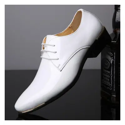 (white, 39) New Men&apos;s Business Casual Shoes Fashion Bright Leather Formal Men&apos;s Shoes