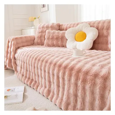 (pink, 180*200cm) Winter Thicken Plush Sofa Towel For Living Room Nordic Universal Sofa Cover Co