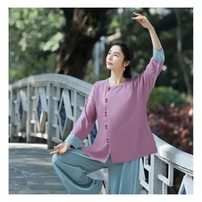 (as the picture, L) Chinoiserie Suit Training Clothes Tai Chi Suit Martial Arts Practice Suit