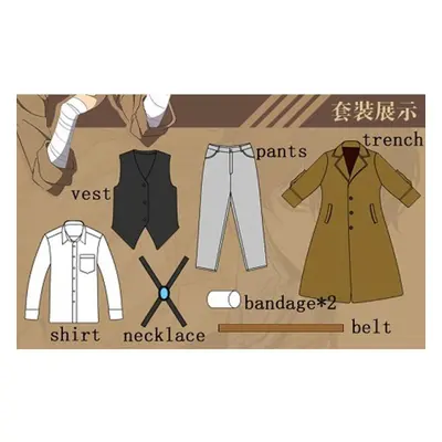 (as the picture, XXXL) Anime Bungo Stray Dogs Cosplay Costume Osamu Dazai Cosplay Costume Armed 