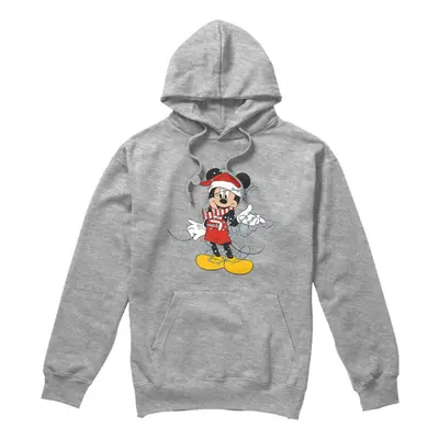 (L, Sport Heather) Disney Mens Mickey Mouse Christmas Lights Hoodie