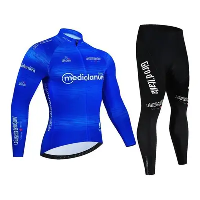 (sky blue, L) Tour Of Italy Cycling Jersey Set Premium Anti-uv Long Sleeve Downhill Cycling Suit