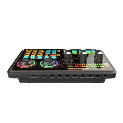 (black) Sk600 Multi-function Digital Audio Mixer External Sound Card With Bt Wireless Connection