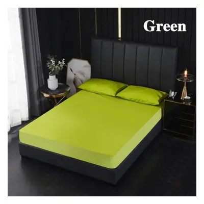 (green, Sheet 180X200x30cm) Multi Size 99.99% Waterproof Solid Bed Fitted Sheet Nordic Adjustabl