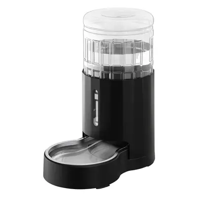 (4L Stainless Steel Bowl, Black) 4L Pet Water Dispenser with Stainless Steel Bowl, Automatic Gra