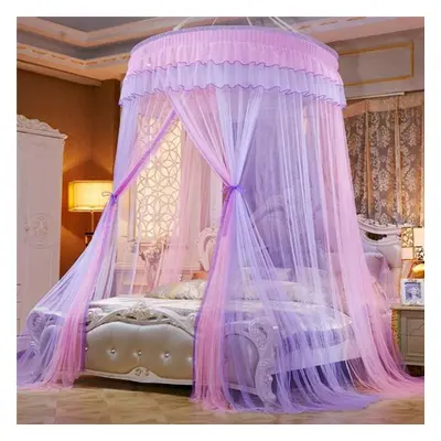 (pink,purple, 1.8m (6 feet) bed) Elgant Canopy Mosquito Net Hanging Bed Curtain Encryption Insec