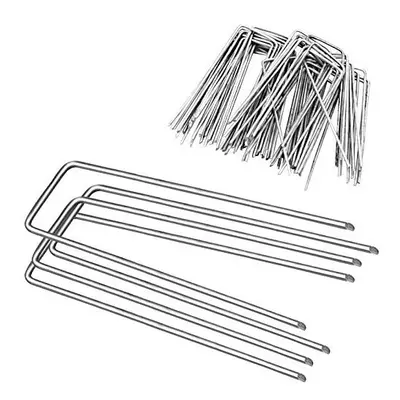 TDDL 50pcs U Shaped Garden Pegs 6'' Landscape Stakes Staples Ground Hooks Netting Nail Pins Galv