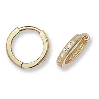 9ct Yellow Gold 12MM Diamond Cut Hinged Hoop Earrings