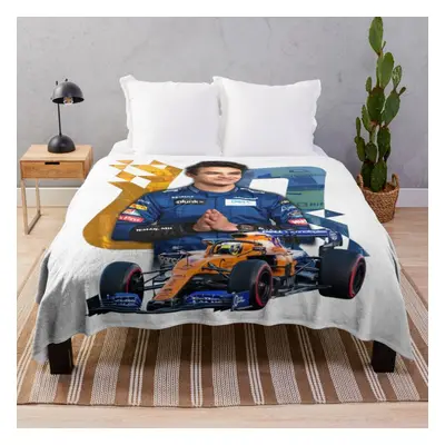 Fleece Throw Blanket Lando Norris #4 - racing design for Sofa Couch Kids x Inches