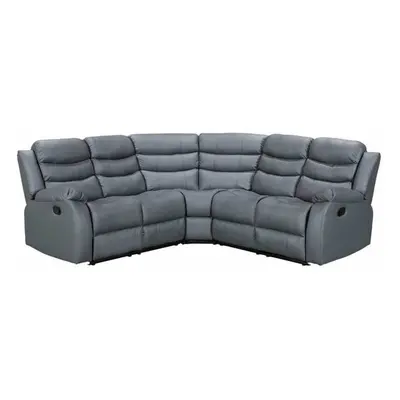 (Grey) Roma Recliner Leather Corner Sofa