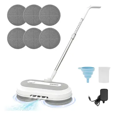 Cordless Electric Mop, Dual Motor Spray Mop, Dual Spin Floor Mop with 300ML Water Tank and Headl