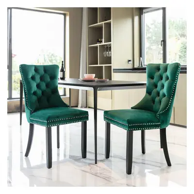 (Green) Luxury Velvet Dining Room Kitchen Chairs Set of