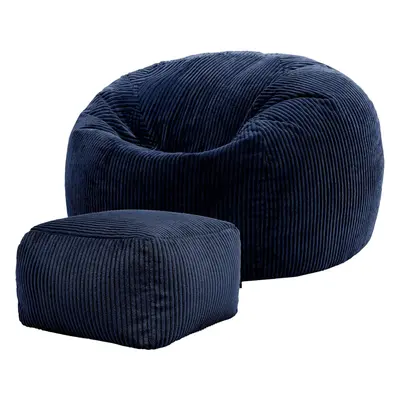 (Bean Bag, Navy Blue) Large Bean Bag, Jumbo Cord Bean Bag, Navy Blue, Bean Bag chair for Adults 