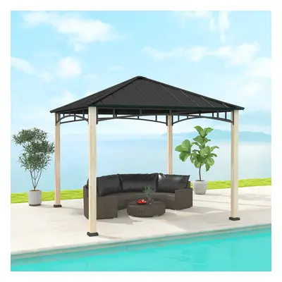 Outsunny x 3(m) Hardtop Gazebo with Metal Roof and Wood Grain Frame