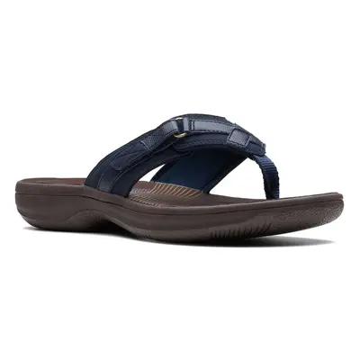 Clarks Women's Breeze Sea Flip-Flop Navy Synthetic/Brown Sole