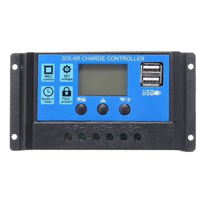 (10A) 10/20/30A 12/24V LCD Dual USB Solar Panel Battery Regulator Charge Controller