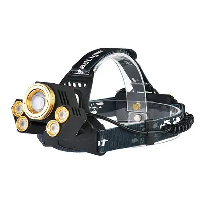 (Gold, T6+4 xXPE White light) USB Headlamp Camping Hunting Bike Bicycle Cycling Motorcycle Elect