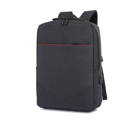 (Black) Laptop Bag Backpack Pure Color Business Casual Backpack USB Charging Travel Shoulders Ba