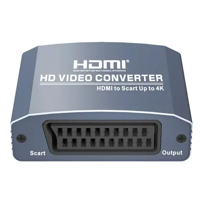 (EU Plug) HDMI TO SCART Converter HDMI Scart Adapter Stereo Out HD Video Converter 4K@30Hz for D