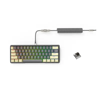 (Grey Two, Brown Switch) DIY Key Gaming Mechanical Keyboard With Hot swappable OEM RGB Lighting 