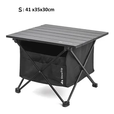 (Black, S) Portable Outdoor Camping Folding Table Detachable Fishing Picnic Ultra-light Mini Des