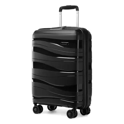 (Black, inch) One Or Four Pieces Lightweight PP Hard Shell Suitcase With TSA Lock