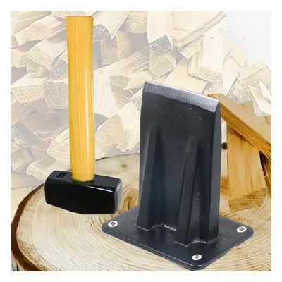 Kindling Splitter Lump Mallet Hammer Kit Heavy Duty Mounted Log Splitting Wood Chisel Wedge Set 