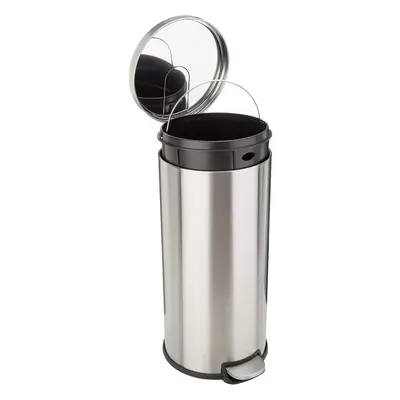 (30L) Round Cylindrical Soft Gel Waste Bin, 30L/7.9Gal, Brushed Stainless Steel